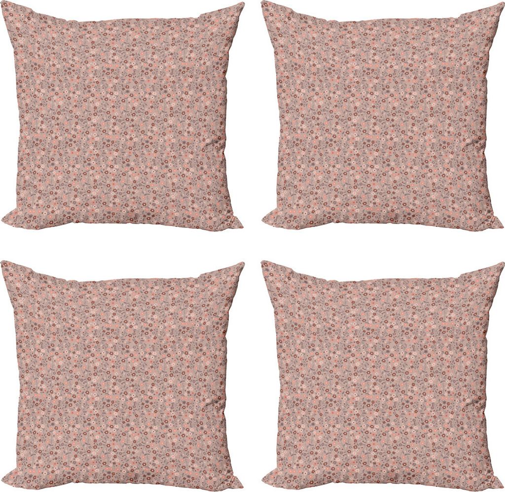 ABAKUHAUS Blumen Kissenbezug Set (4 Stück), Frühlingsblütenblätter Blüten, Moderner Doppelseitiger Digitaldruck, 40 cm x 40 cm, Mauve Salmon G...