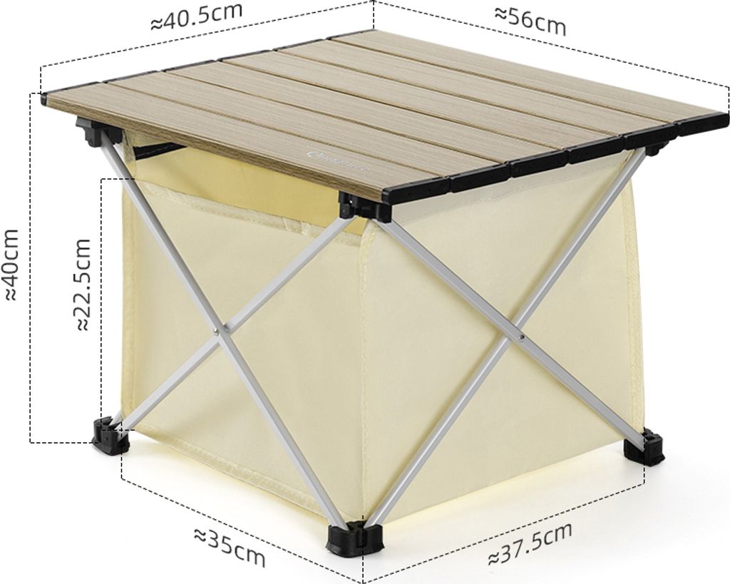 Qunature Campingtisch Klapptisch Picknicktisch Alu mit Stauraum klappbar 56 x 40,5 x 40 cm, M