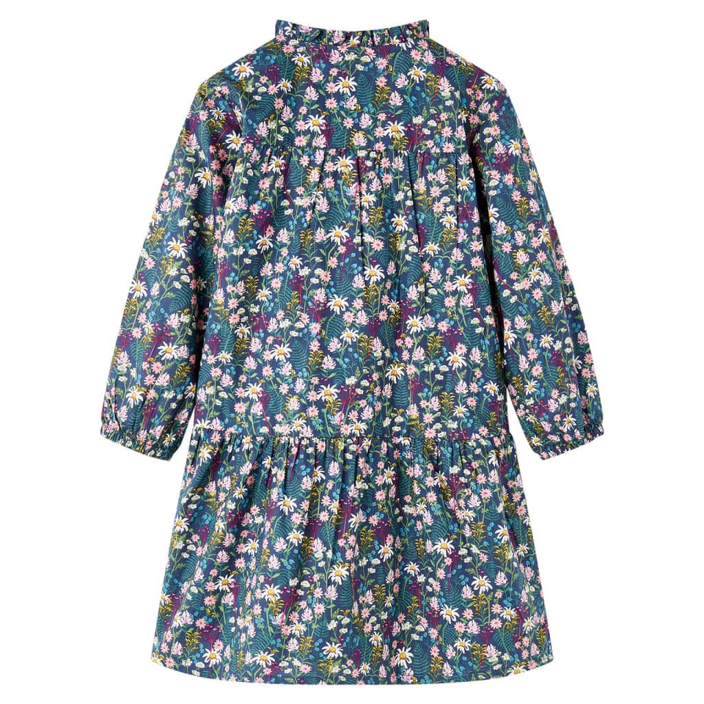 vidaXL Robe à manches longues pour enfants bleu foncé 116 Image du produit 
