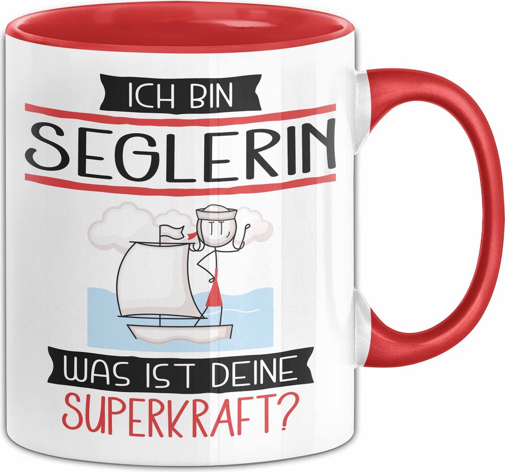 Seglerin Geschenk Tasse Ich Bin Seglerin Was Ist Deine Superkraft Geschenkidee Lustig Geburtstag Weihnachten (Rot)