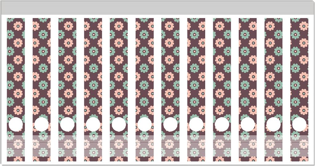 Wallario Ordnerrücken Sticker, selbstklebend für schmale Ordner, 12 Stück, Motiv Muster mit grünen und rosa-farbenen Blüten