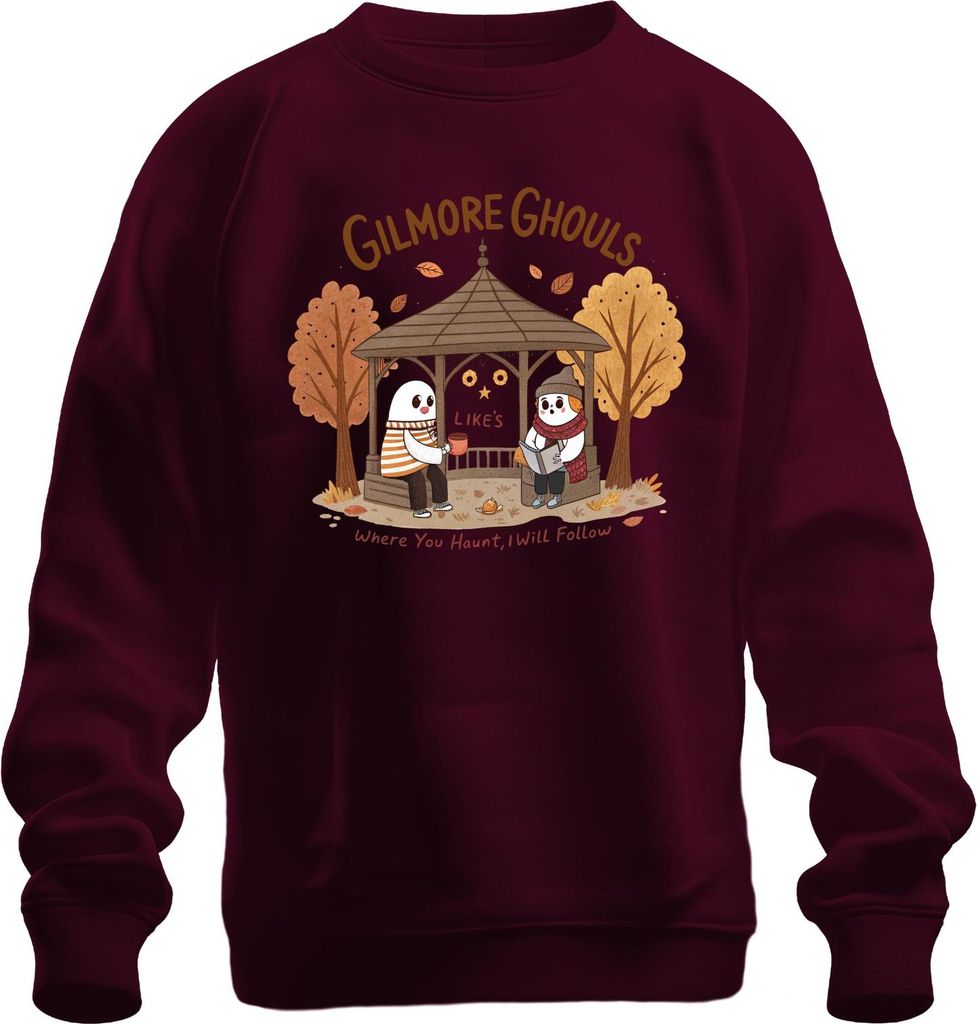 Gilmore Ghouls where you haunt I will follow Herbst Geister niedlich Uni Sweatshirt Pullover, Burgundy, XXL