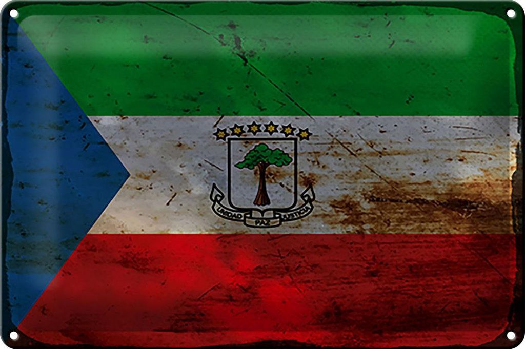 Blechschild Flagge Äquatorialguinea 30x20cm Flag Rost