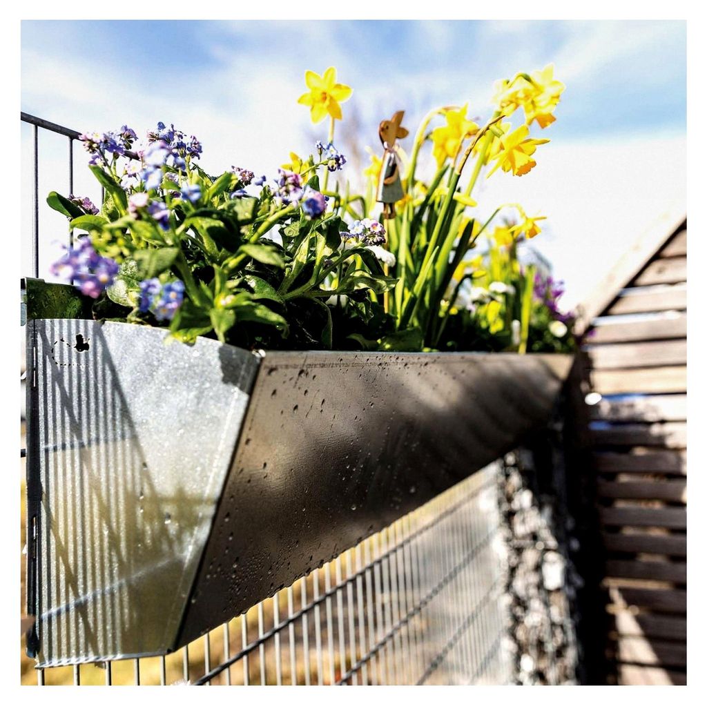 Origami Blumenkästen 104 cm x 17,5 cm x 22,8 cm – Pflanzkübel aus Metall mit Halterung für Zaun und Gabionen