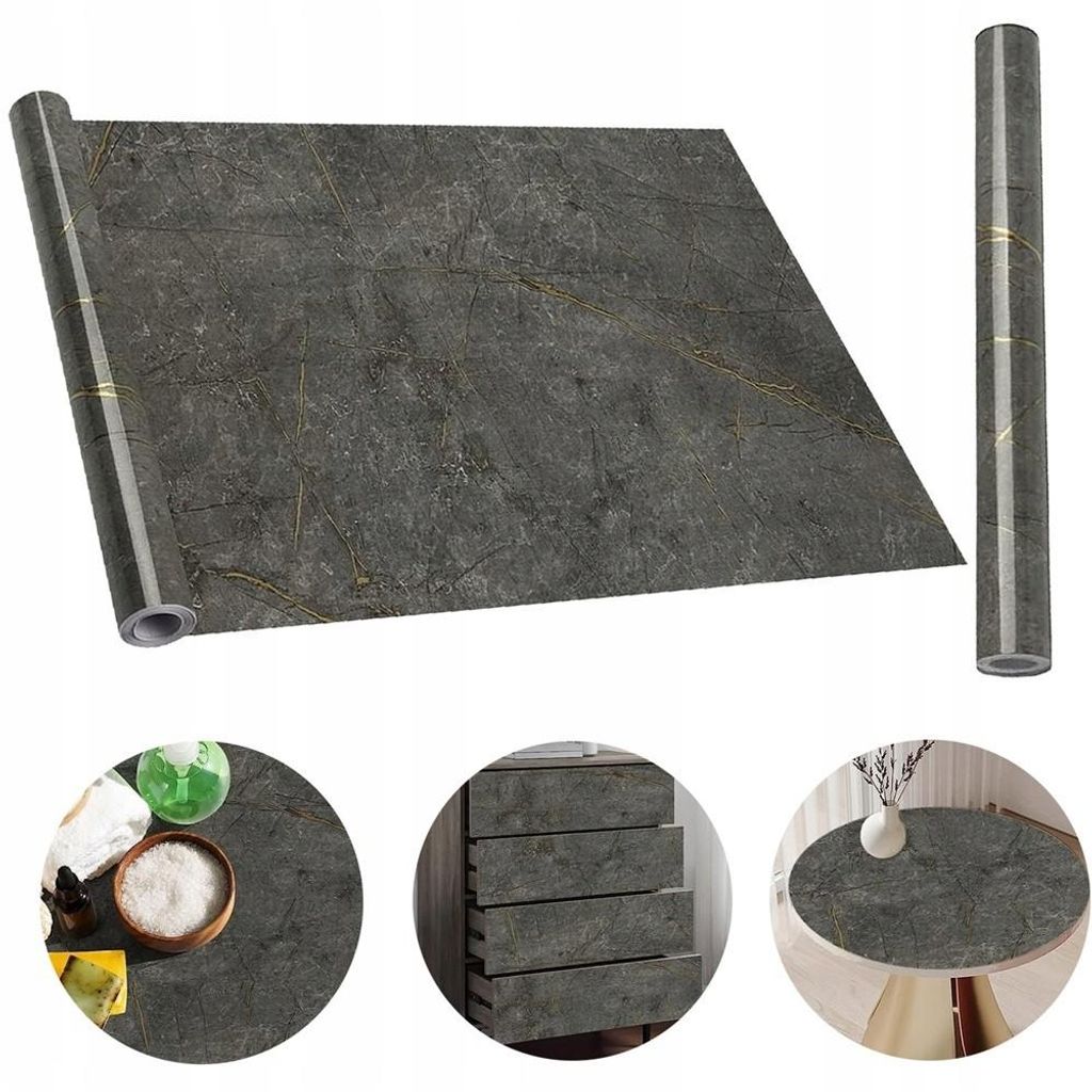 Klebefolie Marmor Folie Möbel Tisch Küche Arbeitsplatte Dekofolie Schwarz 5M