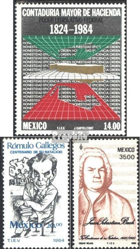 Briefmarken Mexiko 1984 Mi 1918,1921,1924 (kompl.Ausg.) postfrisch 160 J. Rechnungshof