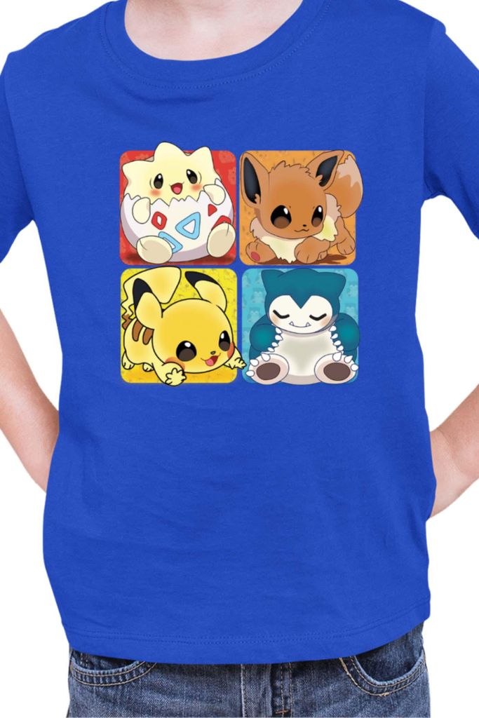 Kinder T-Shirt Japan Manga Anime Comics Pokemon 017, / Blau