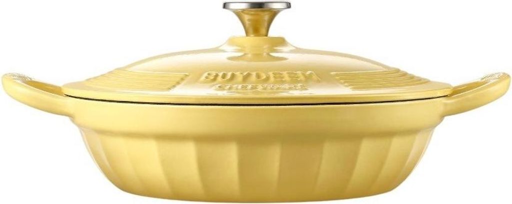 BUYDEEM Emaillierter Gusseisentopf 3,1 L, 28cm, Modell CP581, Farbe soft yellow
