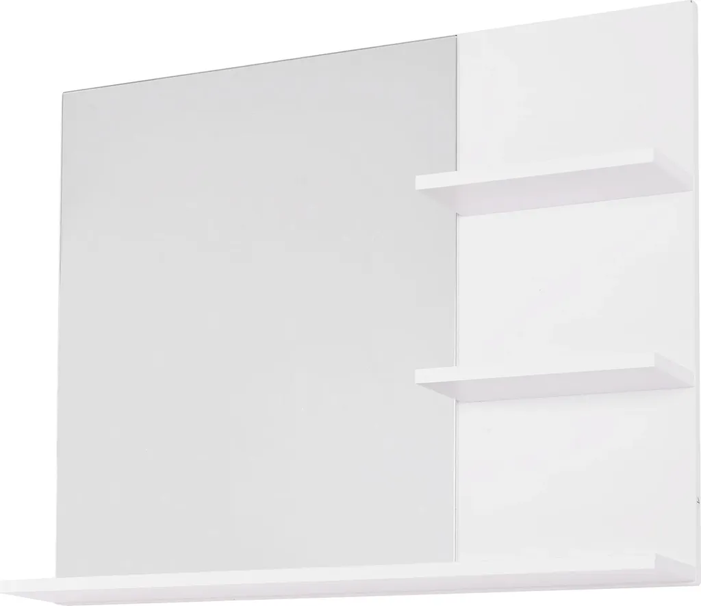 Miroir mural de rangement pour entrée en bois 60 cm avec porte-objets