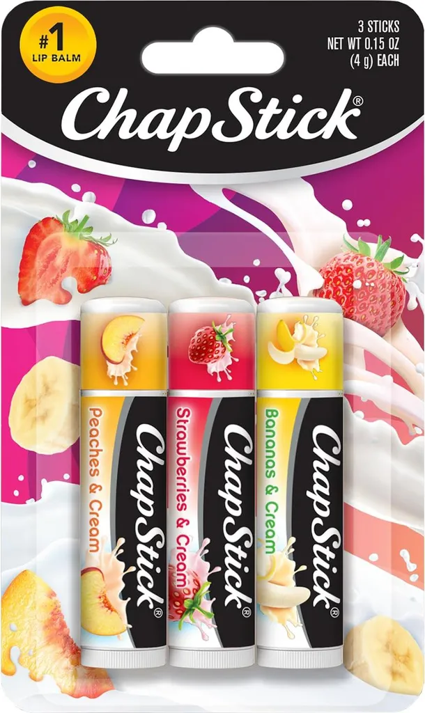 Chapstick Coffret Baume à Lèvres Hydratant Fraise et Pêche de 12 ml