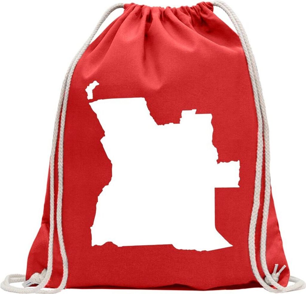 Kiwistar - Turnbeutel - rot - Angola Umriss Kontur - Fun Rucksack Sport Beutel Gymsack Baumwolle mit Ziehgurt