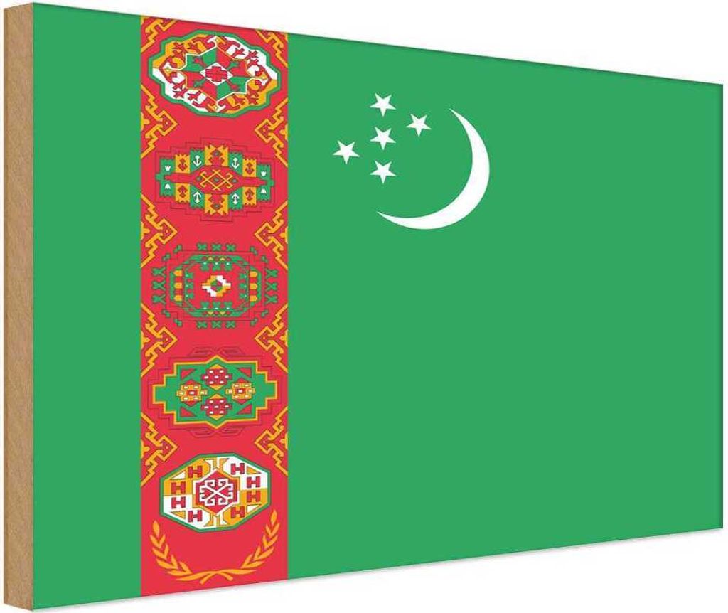 vianmo Holzschild 20x30 cm Turkmenistans Turkmenistan Flagge Fahne Wappen