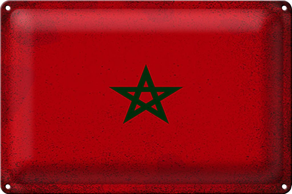 Blechschild Flagge Marokko 40x30cm Flag of Morocco Vintage
