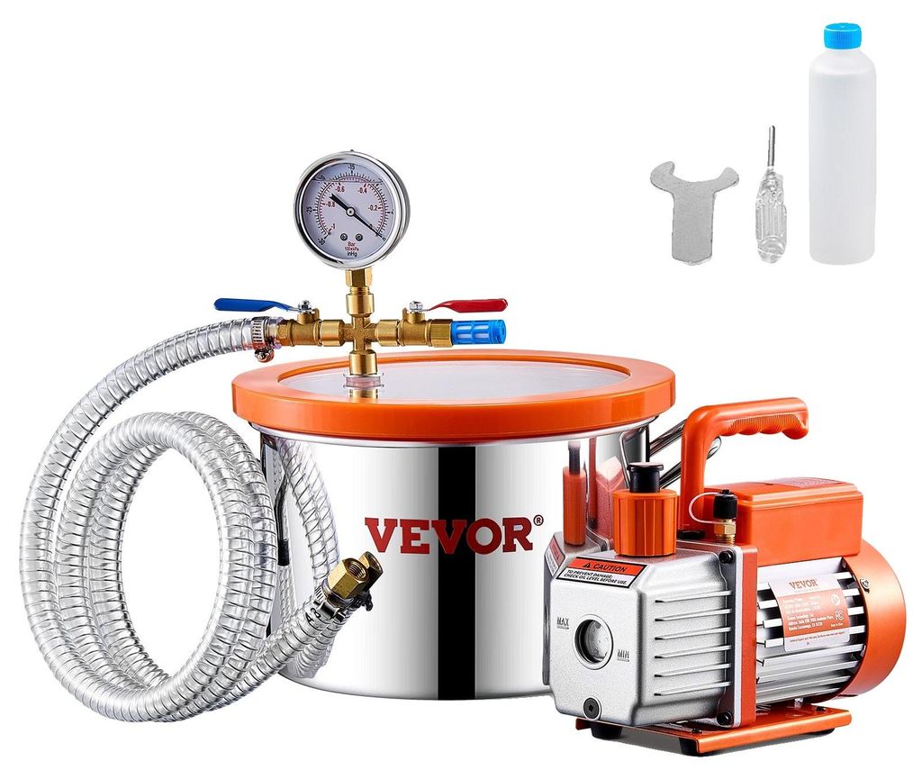 VEVOR Chambre à vide de 5,68 l et pompe de 3,5 CFM, chambre Image du produit 