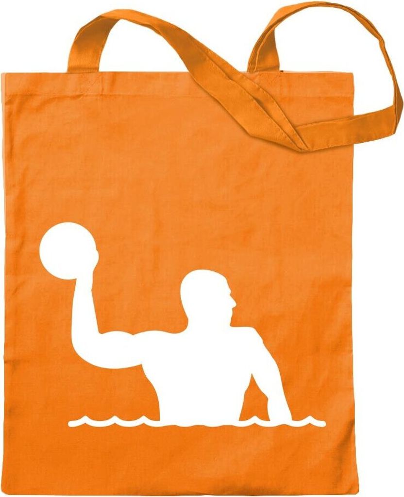 Kiwistar - Baumwolltasche - mandarin - Wasserball Spieler Figur - Tragetasche Stoffbeutel Umhängetasche langer Henkel