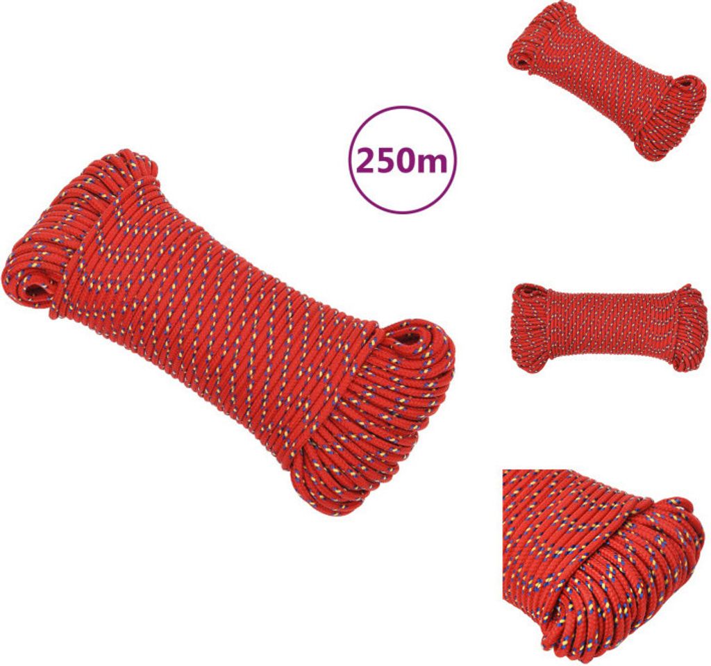vidaXL Bootsseil Rot 3 mm 250 m Polypropylen - Seile
