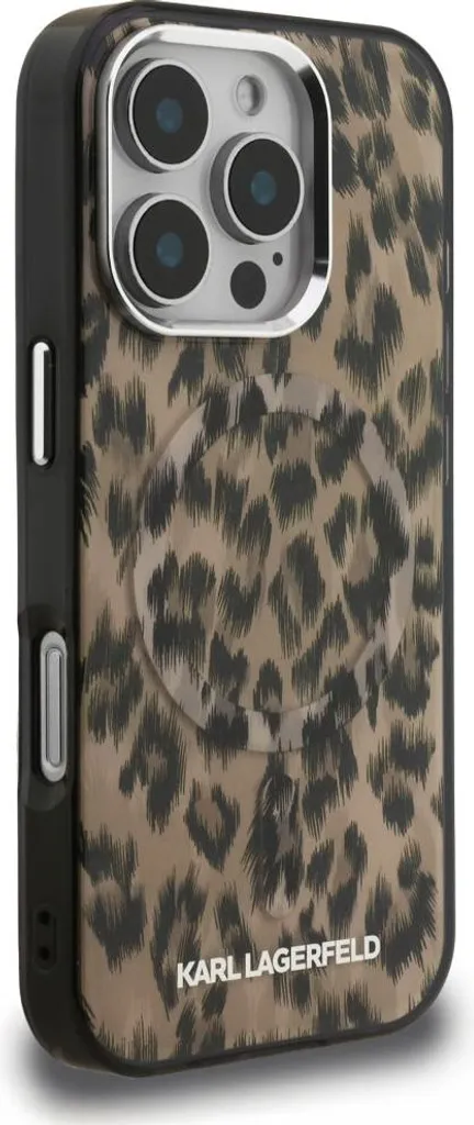 Coque antichoc iPhone 16 Pro Max MagSafe motif léopard marron
