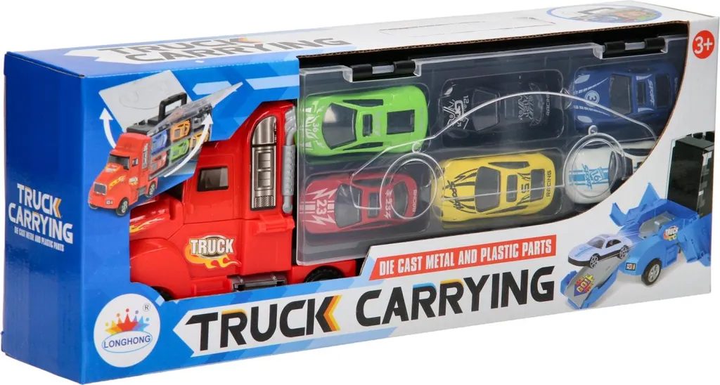 Camion Remorque Porte-Voitures Rouge pour Enfant Idéal pour Collection