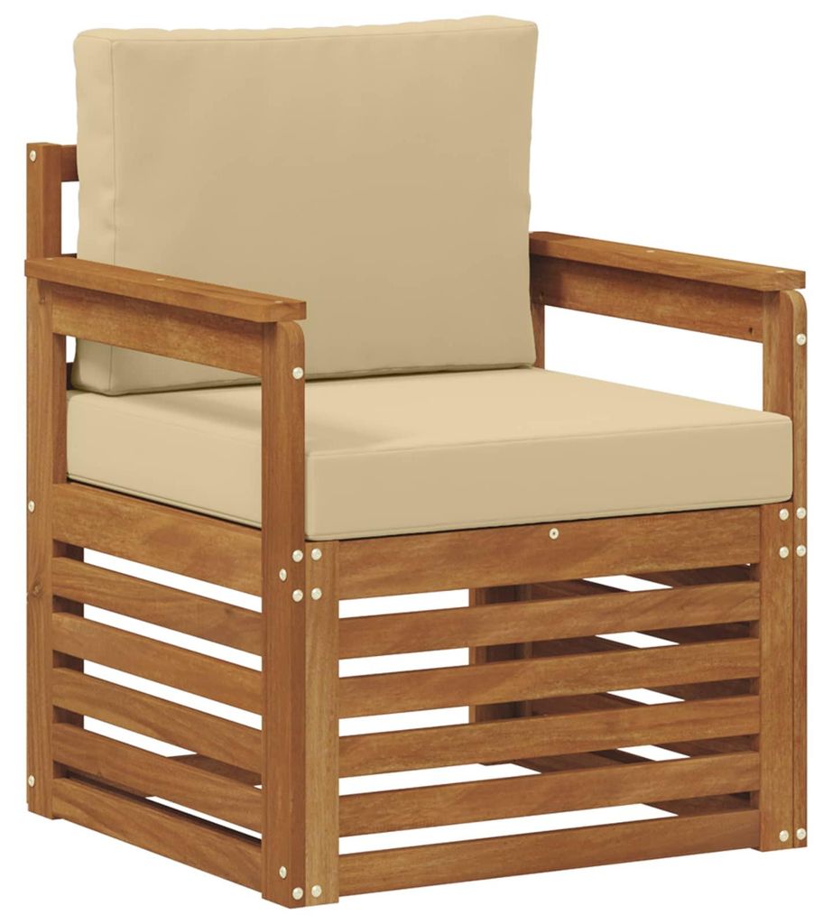 vidaXL Outdoor-Sofagarnitur Massives Akazienholz und Polyester Natur