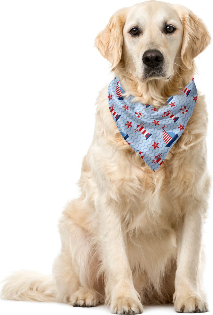 ABAKUHAUS Leuchtturm Haustier Bandana, Meer und Wellen, 40x40 cm, Blassblau, Rot, Weiß
