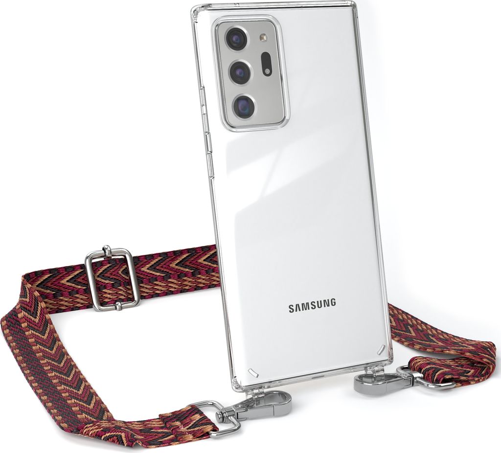 EAZY CASE Handykette - Verstellbarer Trageriemen kompatibel mit Samsung Galaxy Note 20 Ultra / Note 20 Ultra 5G, Handykordel mit transparenter Sili...