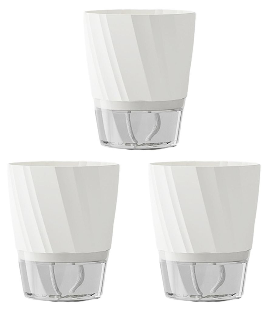 3er-Set selbstbewässernde Töpfe mit Abflussloch, transparentem Wasserreservoir, Untersetzer, Kräutertopf und Dochtseil für drinnen und draußen.