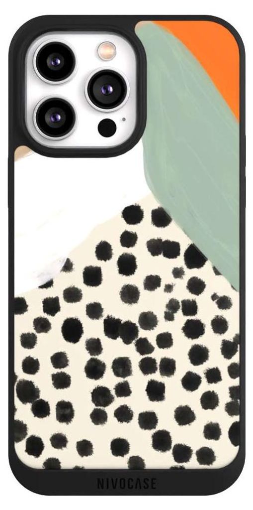 NIVOCASE Handyhülle für Apple iPhone 14 Pro Max Hülle NIVOpure Case Schwarz Abstrakt Boho Kunst