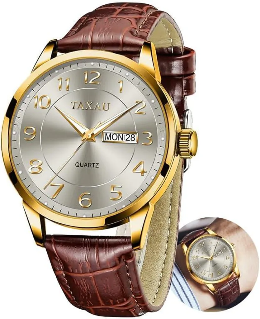 Orologio Uomo Pelle Vintage Quadrante Grande Impermeabile Luminoso
