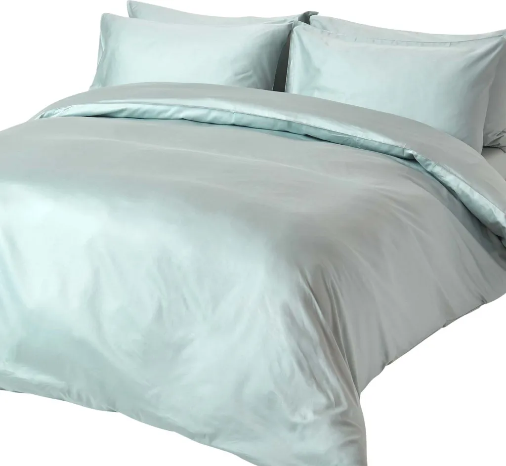 Lenzuola Bio Homescapes 260x220 Blu Uovo d'Anatra - Cotone GOTS 400 TC