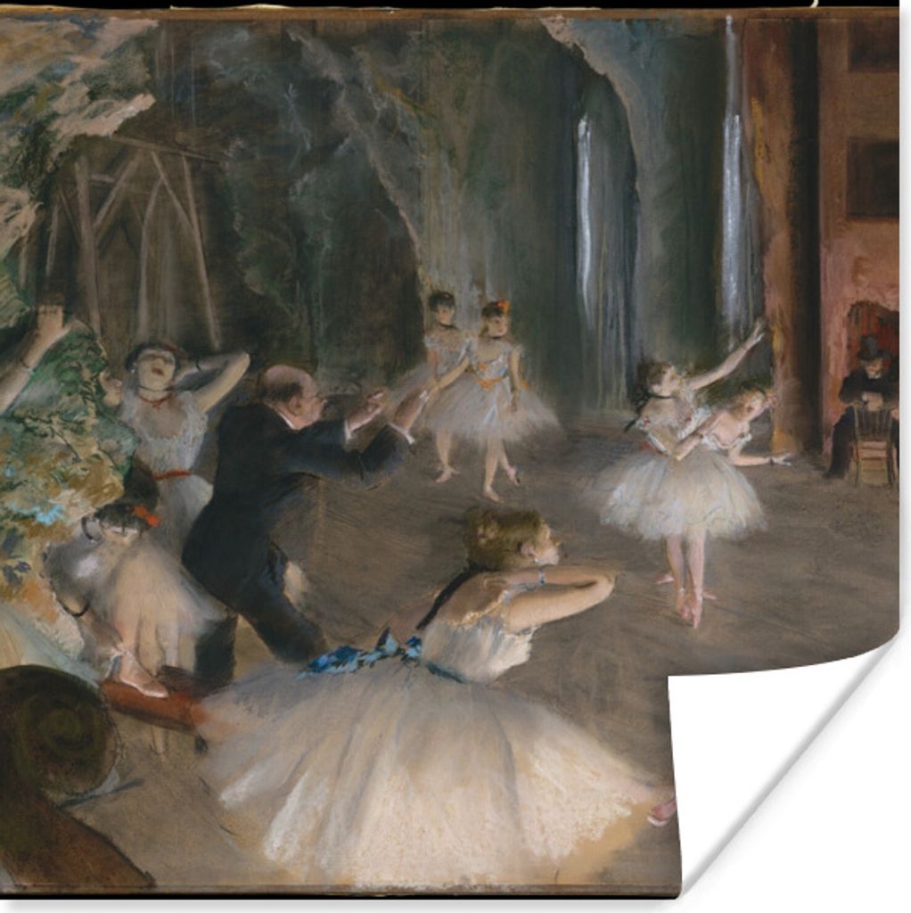MuchoWow Poster Die Probe des Balletts auf der Bühne - Gemälde von Edgar Degas 50x50 cm - Wohnzimmerdekoration