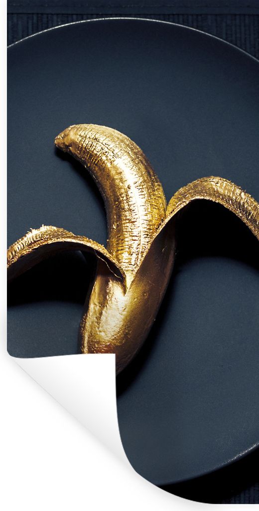 MuchoWow Wandtattoo Wandsticker Wandaufkleber Goldene Banane auf dunklem Hintergrund 80x160 cm Selbstklebend und Repositionierbar - Sticker - Dek...