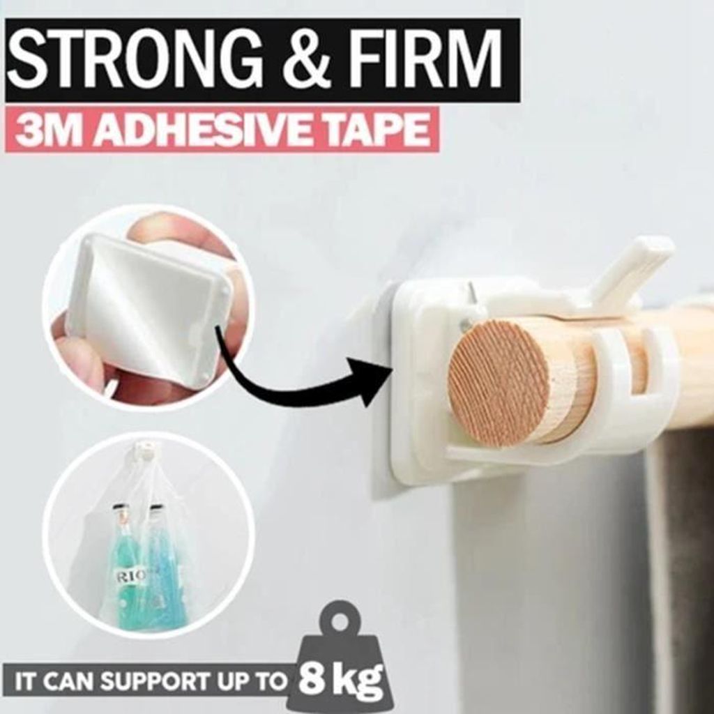 Set mit 6 Wandhalterungen für Gardinenstangen, selbstklebende Wandhaken, Handtuchhalter, kein Bohren erforderlich