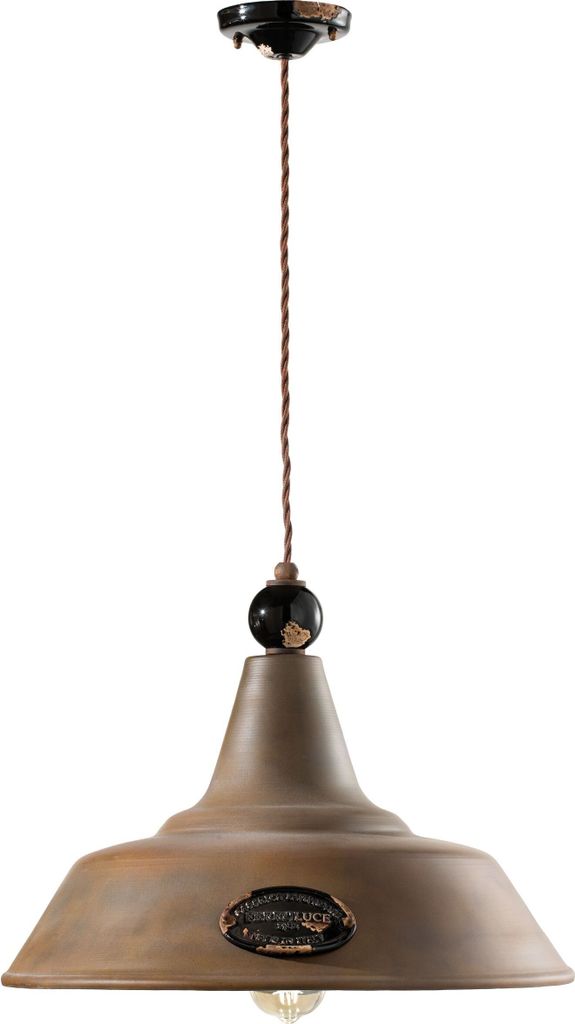 Hängelampe Metall rund D: 45 cm H: max. 155 cm Schwarz Shabby Antik Rostbraun E27 Vintage Pendelleuchte