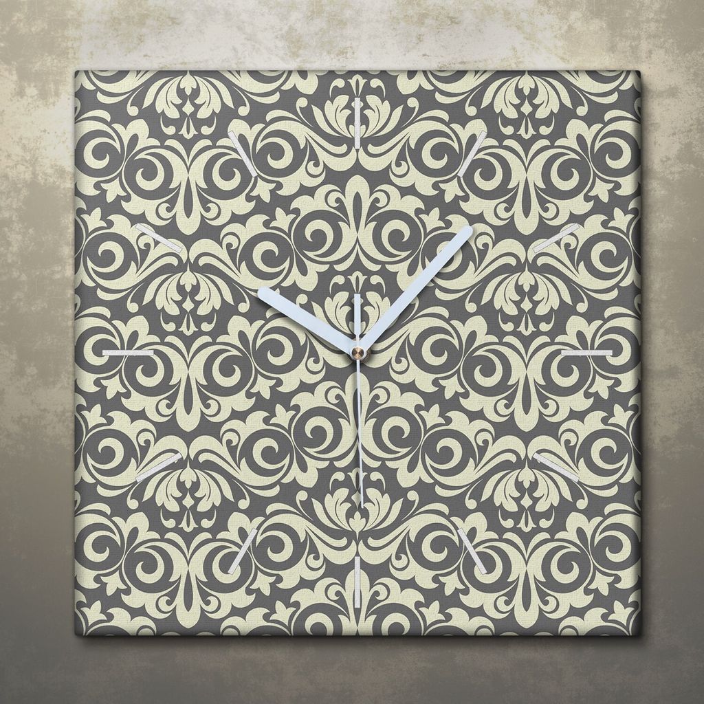 Wohnzimmer Leinwand Uhr Geräuschlos Küche 30x30 Ornamente, Abstrakt, Textur, weiße Zeiger