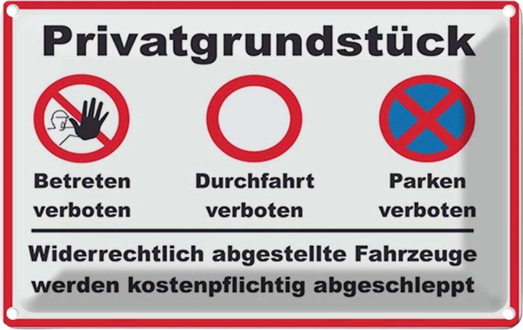 vianmo Blechschild 20x30 cm Privatgrundstück betreten Produktbild 
