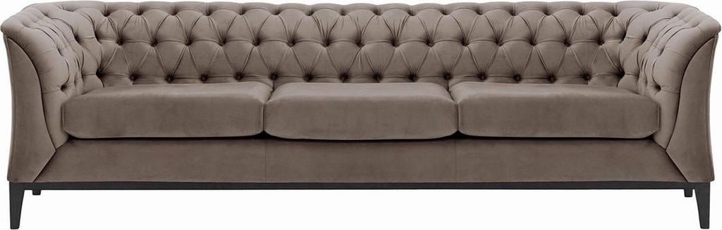 Dreisitzer-Sofa Chesterfield Modern Wood-Velluto 17-schwarz