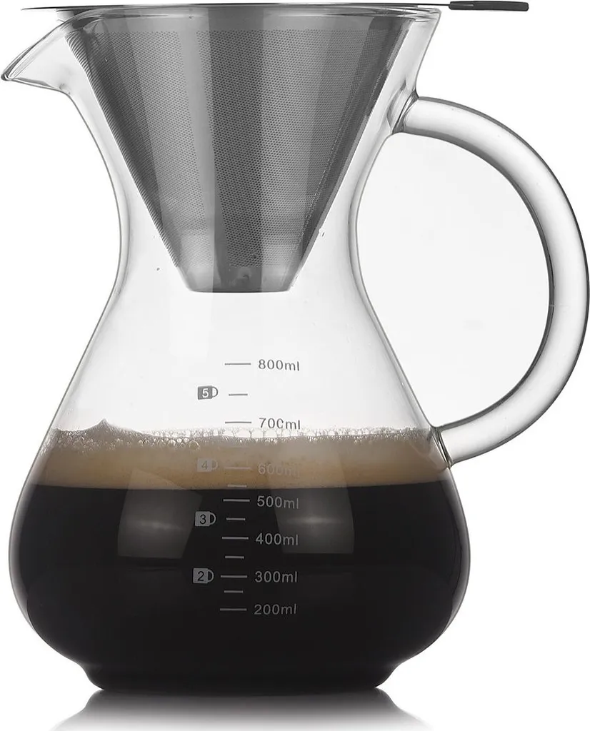 Sistema di Estrazione Caffè Pour Over 600ml - Vetro Borosilicato e Inox