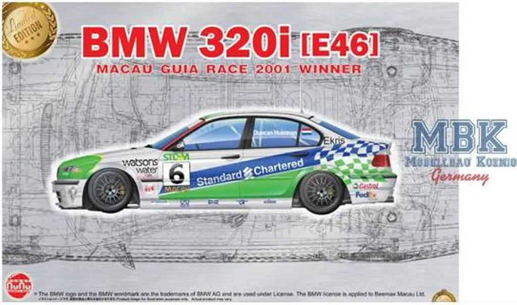 BMW 320i E46 Touring Macau 2001 Kit de Montage NuNu Détails Course
