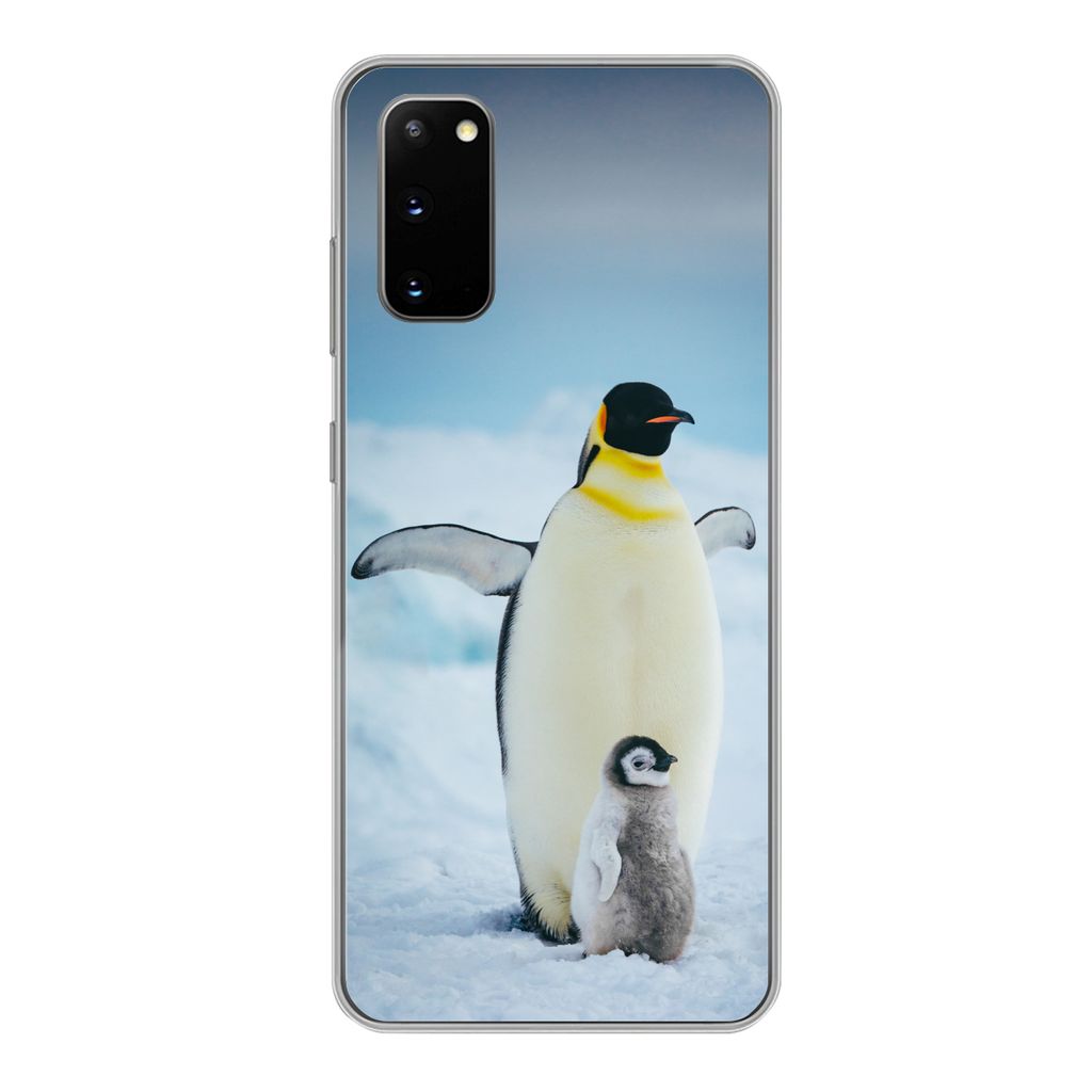 MuchoWow Handyhülle Schutzhülle Hülle für Samsung Galaxy S20 Kaiserpinguin mit Jungen Silikon Softcase Handy Hülle - Bild