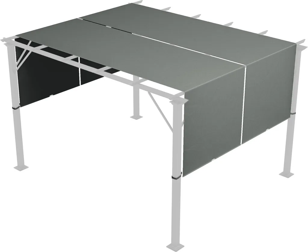 Toile Pergola 4,9x1,2m Anti-UV en Polyester Gris Foncé - Lot de 2 Pièces