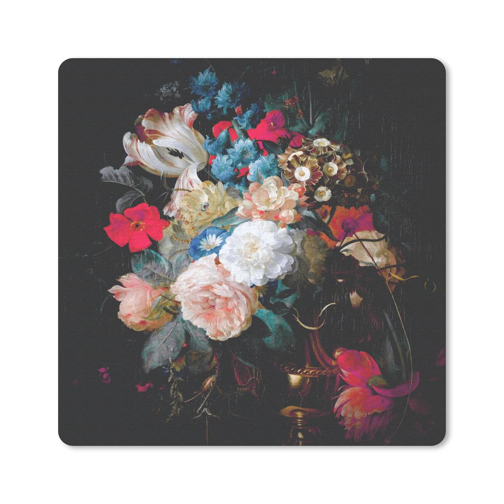 MuchoWow Mauspad Mousepad Blumen - Blumenstrauß - Regenbogen 20x20 cm - Mousepads - Maus Mat - Pad - Mausunterlage - Desk Mat - Bureauartikeln