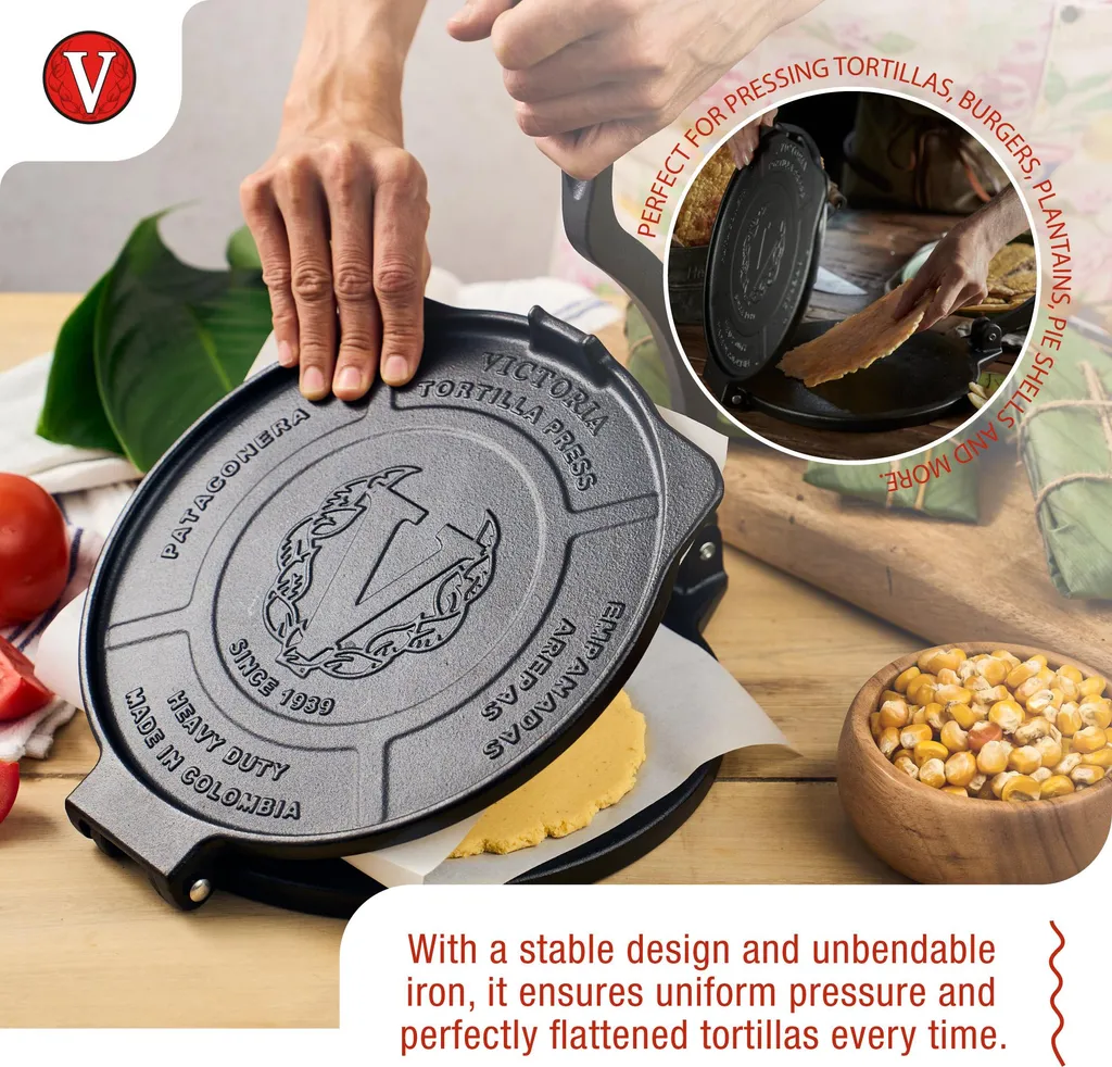Presse à Tortilla Traditionnelle en Fonte de 20 cm pour Cuisine Latino