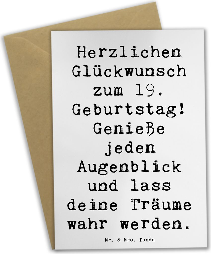 Mr. & Mrs. Panda Grußkarte Spruch 19. Geburtstag Freude - Produktbild 