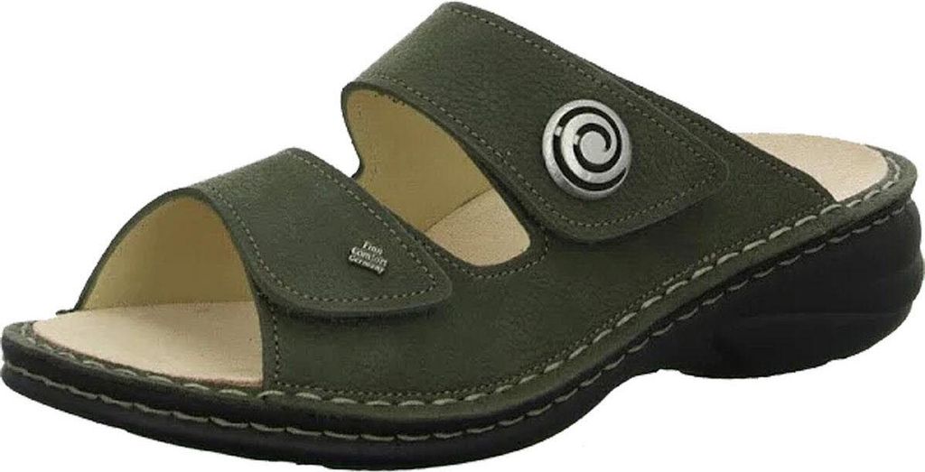 Finn Comfort Colina Damenschuhe, Pantolette, Leder, Olive, lose Einlagen, bequem - Marken Finn Comfort, Grün, leder (streetnubuk)
