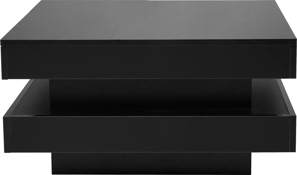Table Basse Carrée Noir 70x70cm avec Éclairage LED Moderne - MODFU