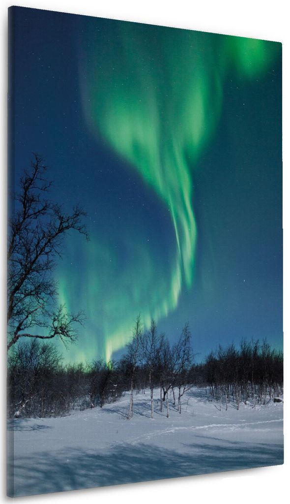 Wallario Premium Leinwandbild Polarlicht in Schweden in Größe 60 x 90 cm