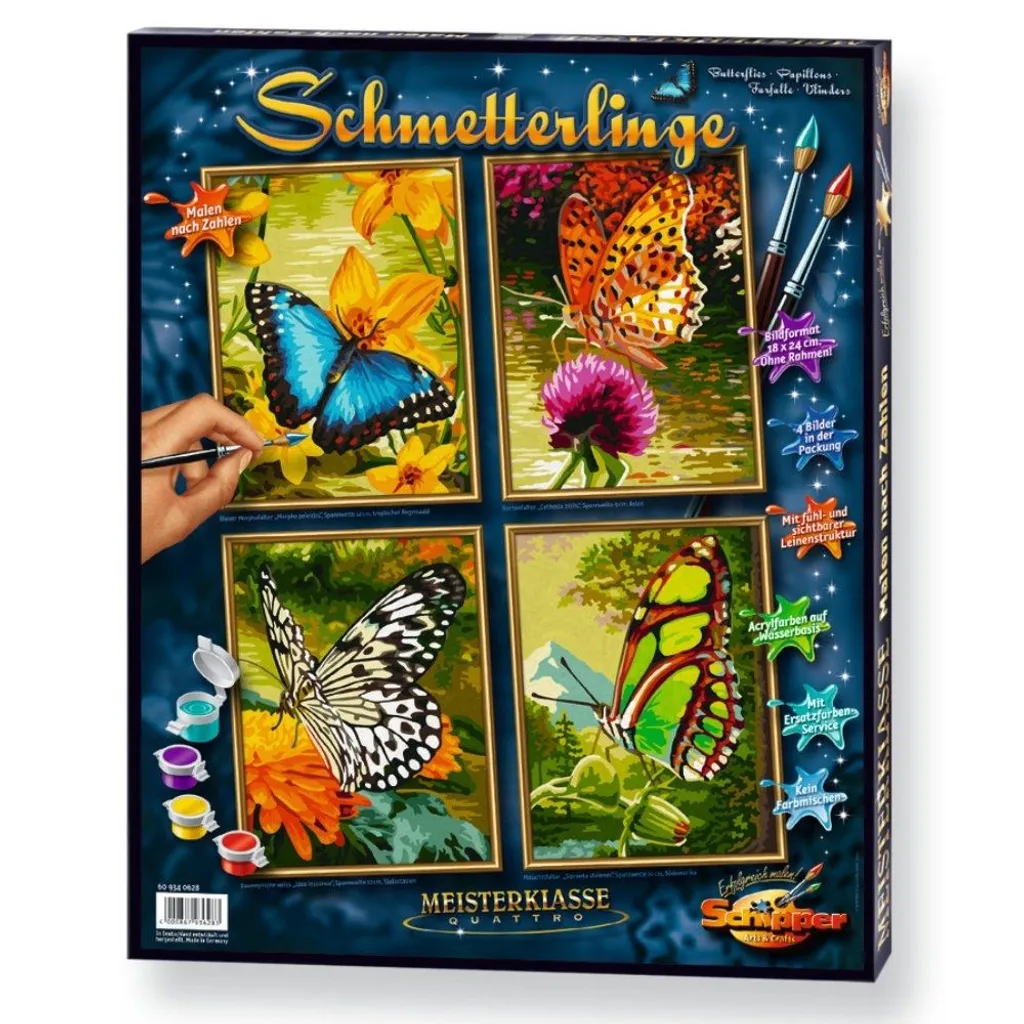 Kit Peinture par Numéros Enfant Papillons Quattro de Noris pour Débutants