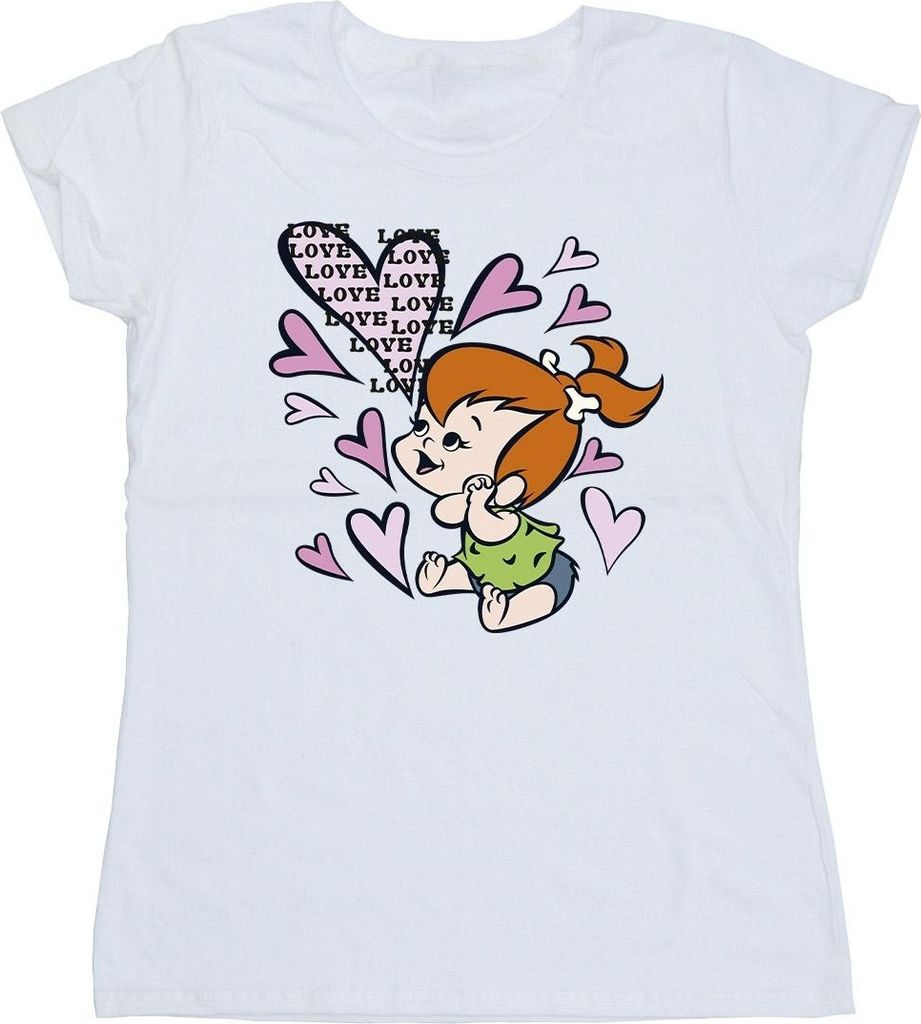 The Flintstones - "Love Love Love" T-Shirt für Damen BI48607 (S) (Weiß)
