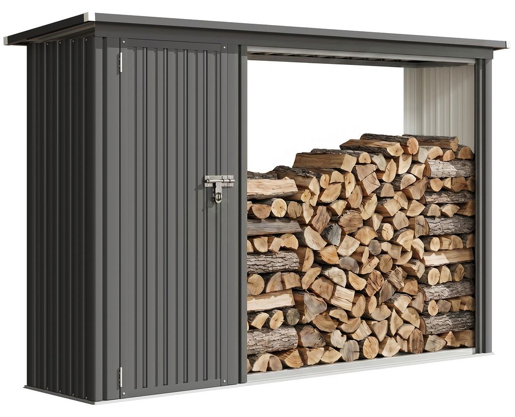 Outsunny 2-in-1 Kaminholzregal Außen verzinkter Stahl 235 x Produktbild 