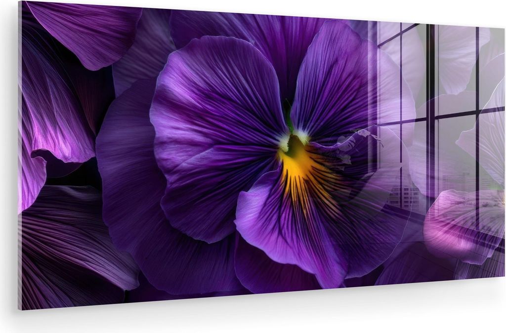 MuchoWow Glasbilder - Bilder auf Wandbild - Foto auf Glas Lila - Violine - Tiefe 40x20 cm Wanddekoration aus Glas - Acrylglasbild - Acrylbilder - M...